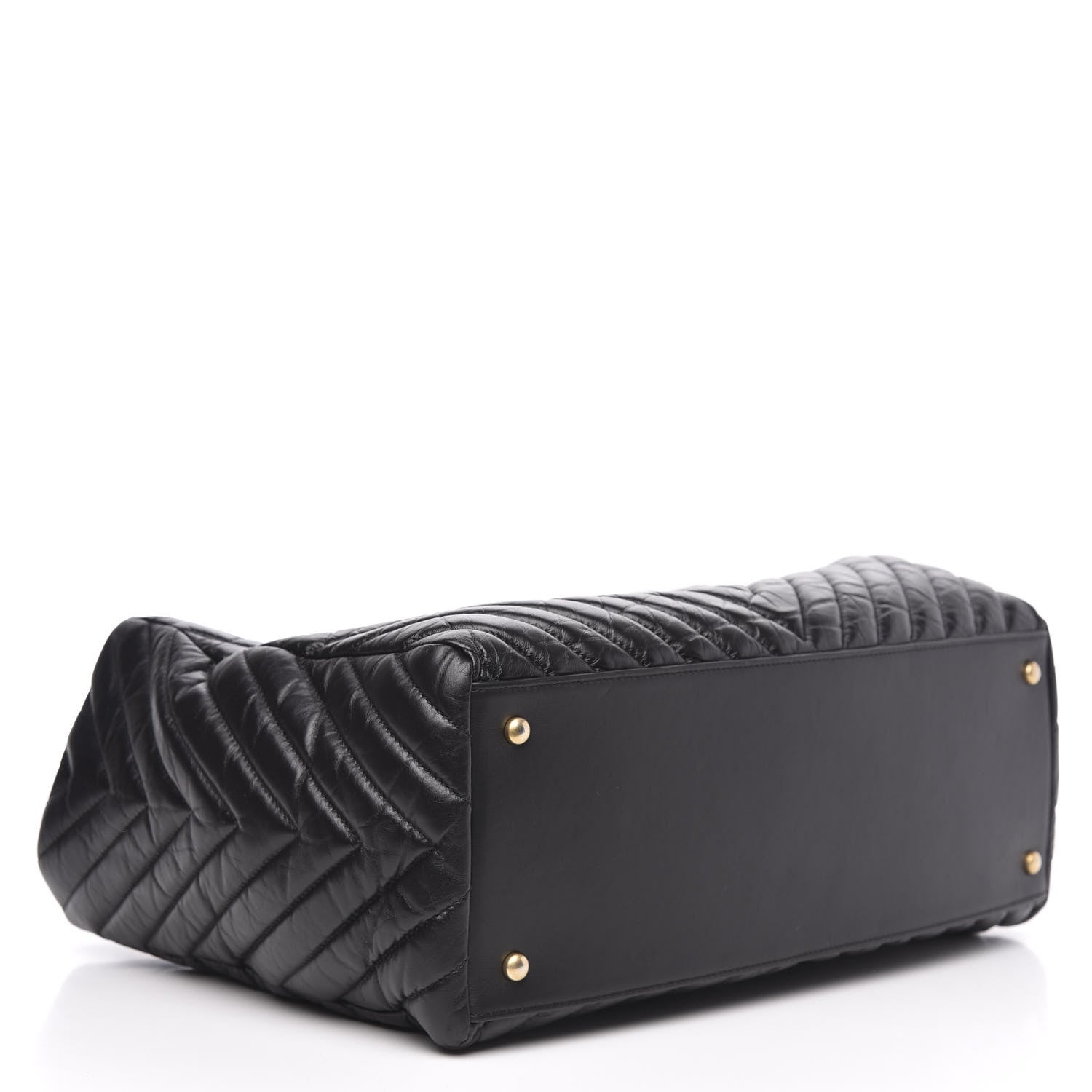 Chanel Aged Calfskin Chevron Large Coco Handle Shopping Tote Black 4 of 13
