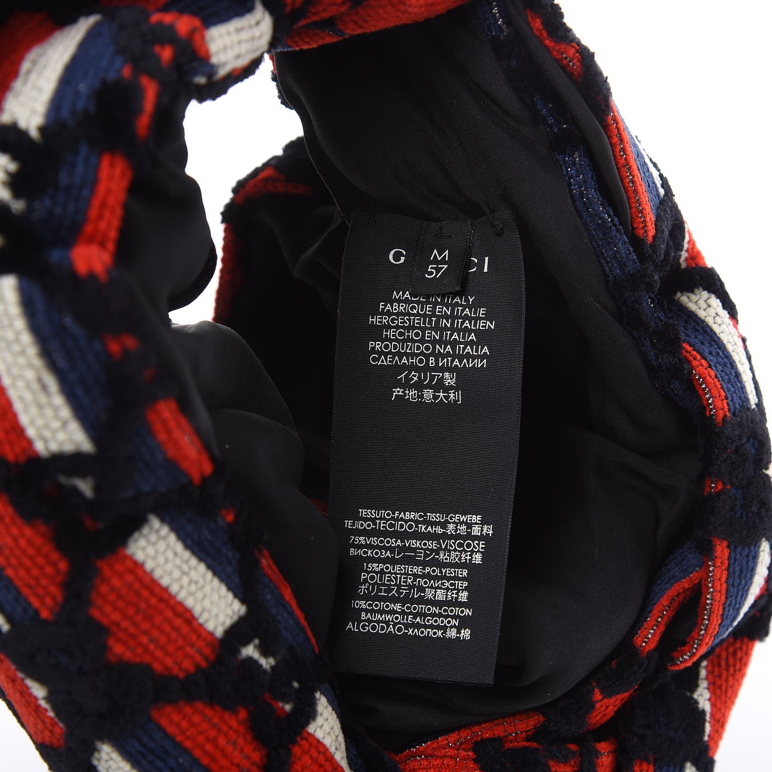 Gucci Cotton Embroidered GG Blend Headband M Blue Red 4 of 4