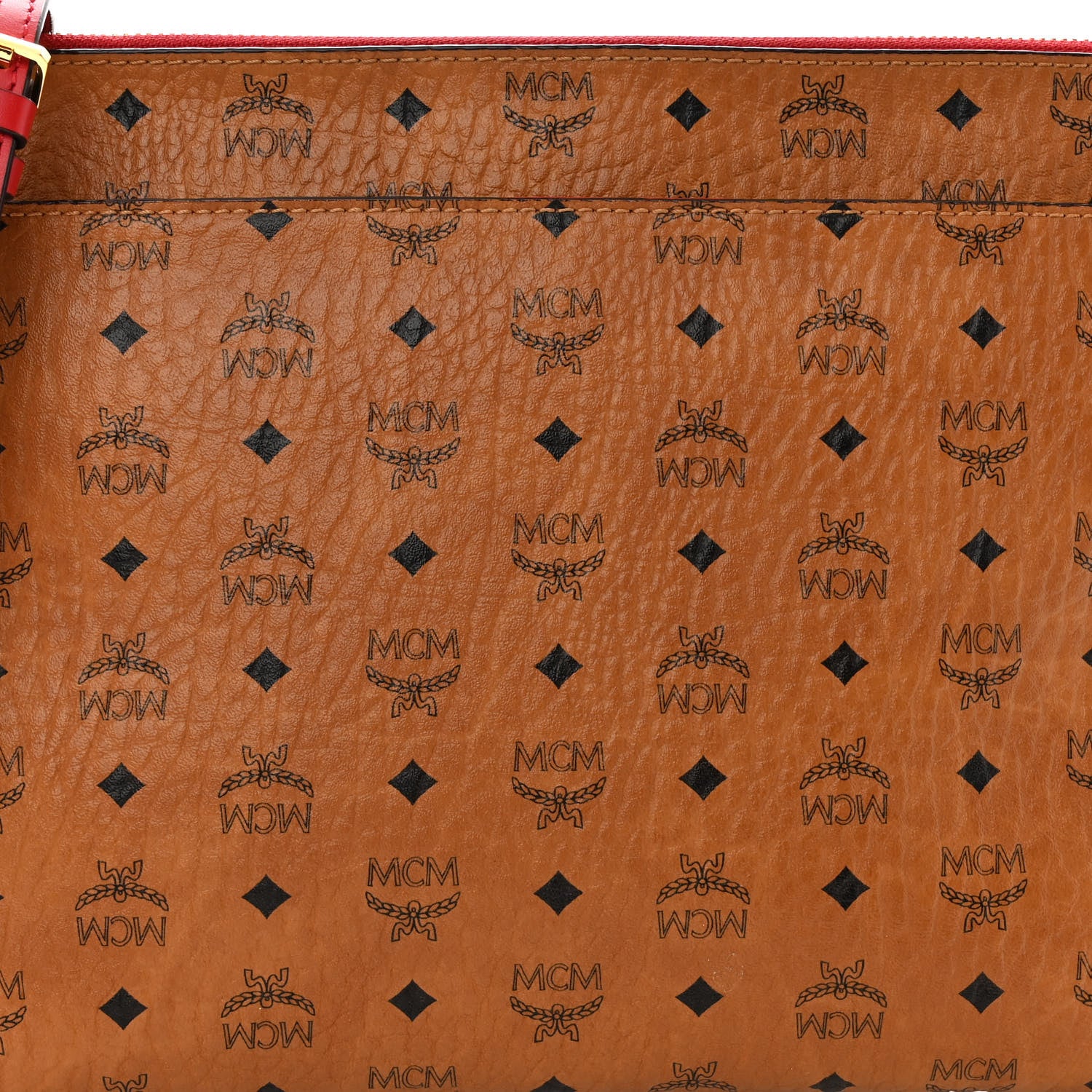 MCM Visetos Original Medium Pouch Cognac Red 7 of 9