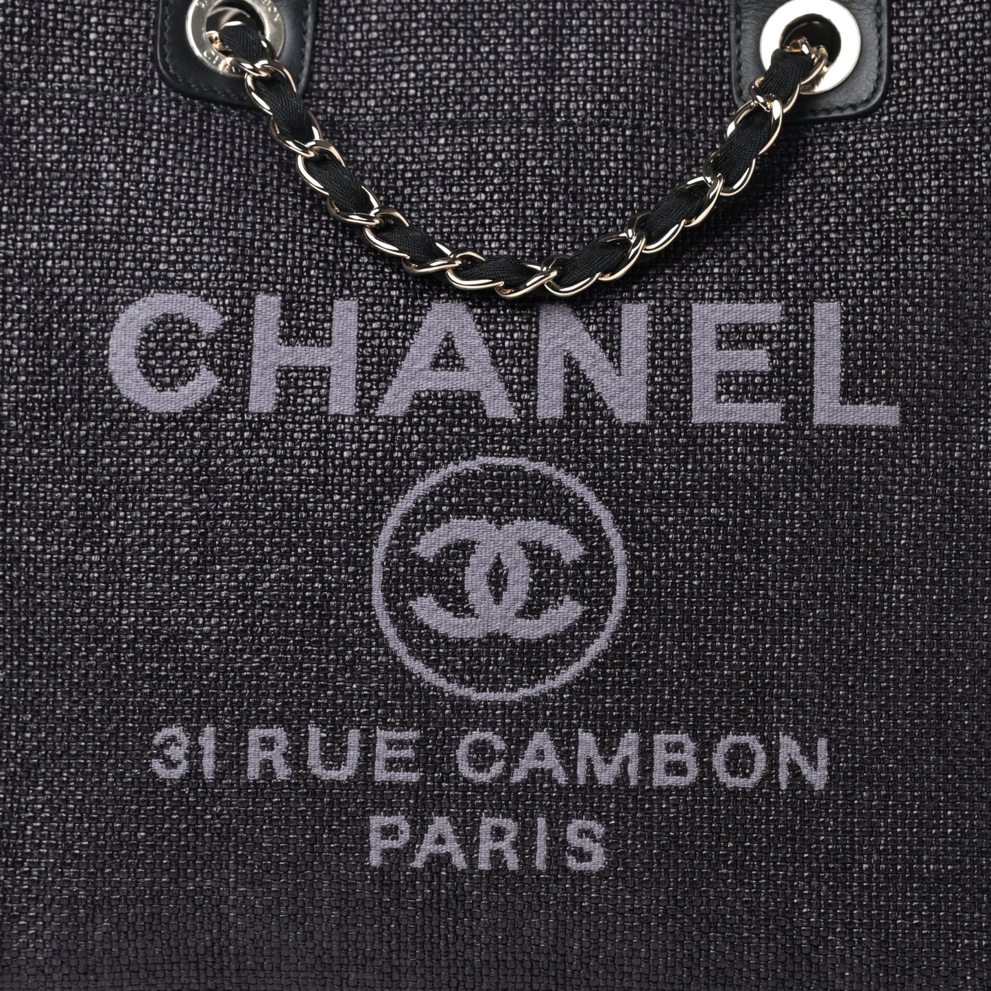 Woven Straw Raffia Medium Deauville Tote Black