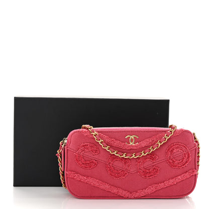 Chanel Denim Chevron Small Coco Clutch With Chain Dark Pink 15 of 15