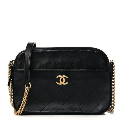 Chanel Calfskin Grosgrain Stitched Button Up Camera Case Black 1 of 10