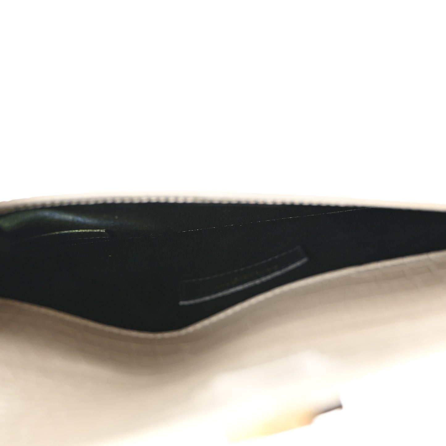 Calfskin Crocodile Embossed Uptown Monogram Pouch Crema Soft