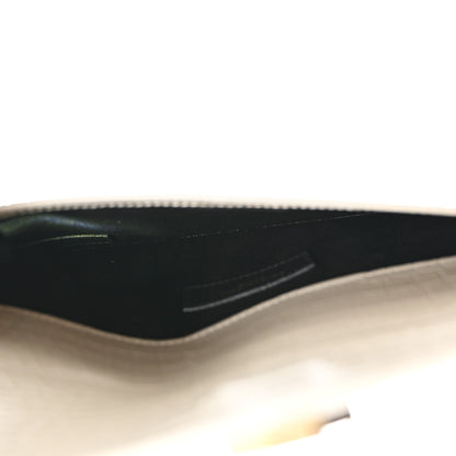 Saint Laurent Calfskin Crocodile Embossed Uptown Monogram Pouch Crema Soft 5 of 9