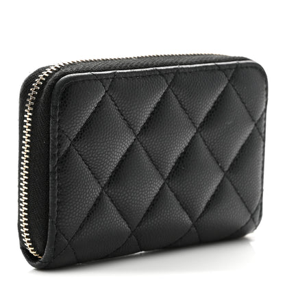Chanel Caviar Quilted Textured CC Zip Around Coin Purse Black 3 of 7