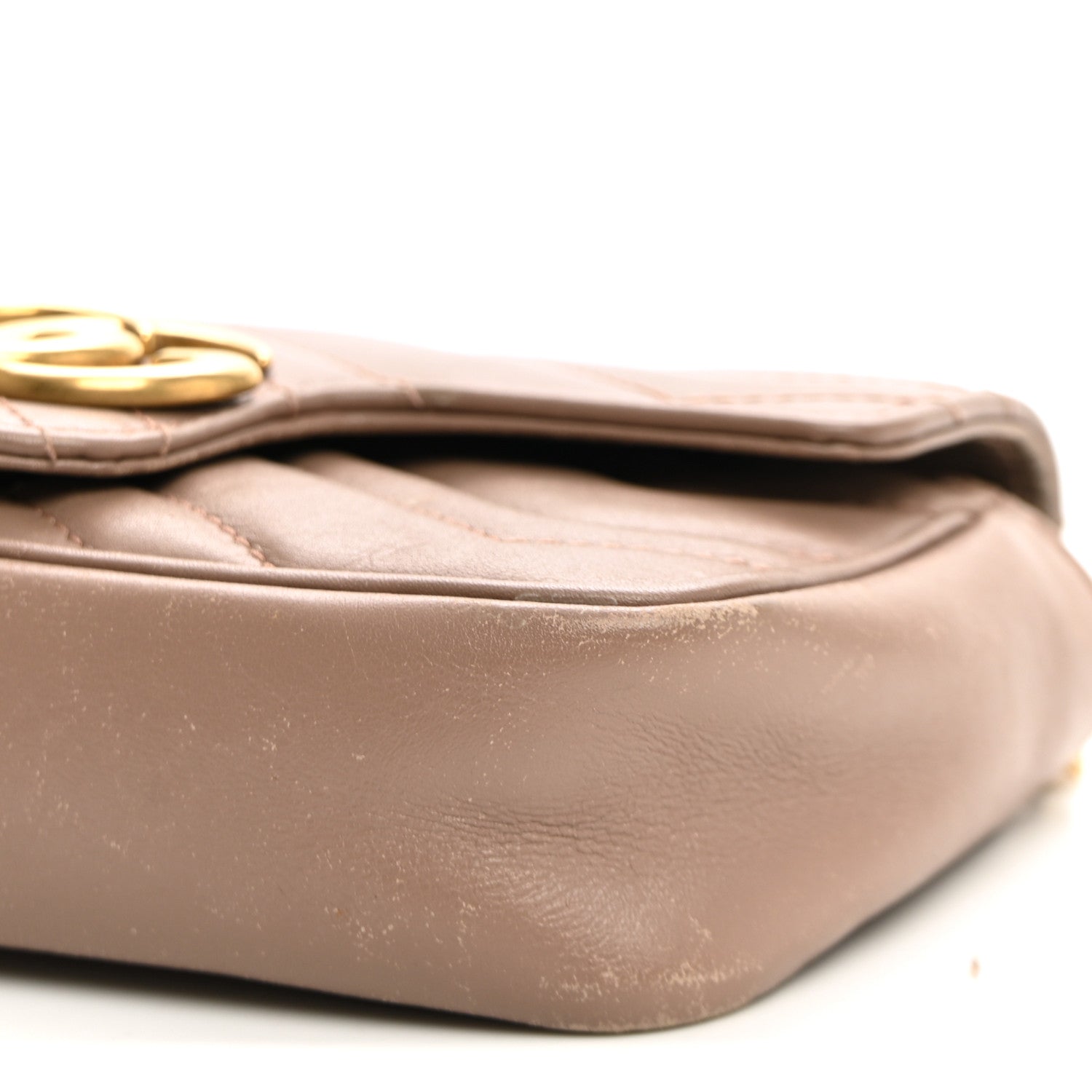 Gucci Calfskin Matelasse Super Mini GG Marmont Shoulder Bag Porcelain Rose 10 of 12