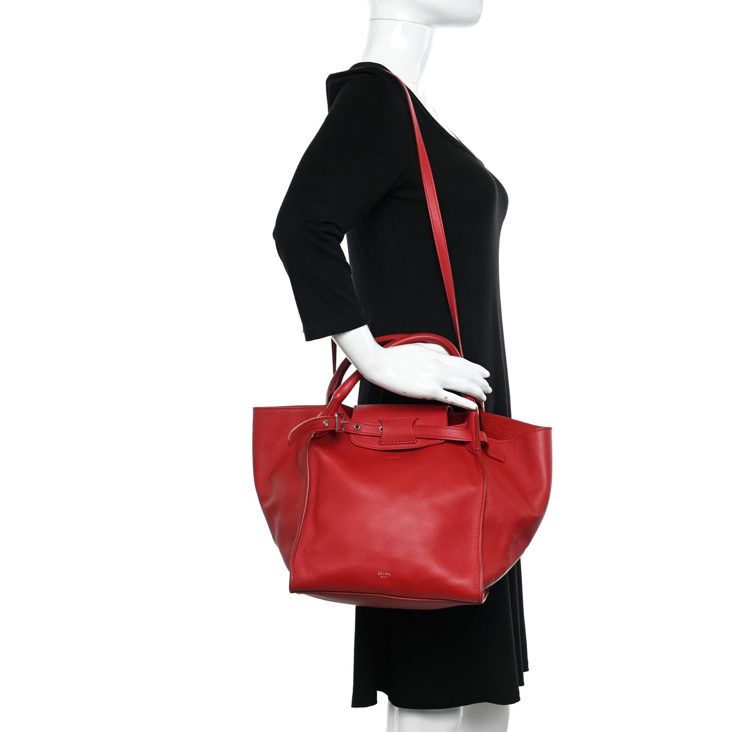 Supple Grained Calfskin Small Big Bag Red