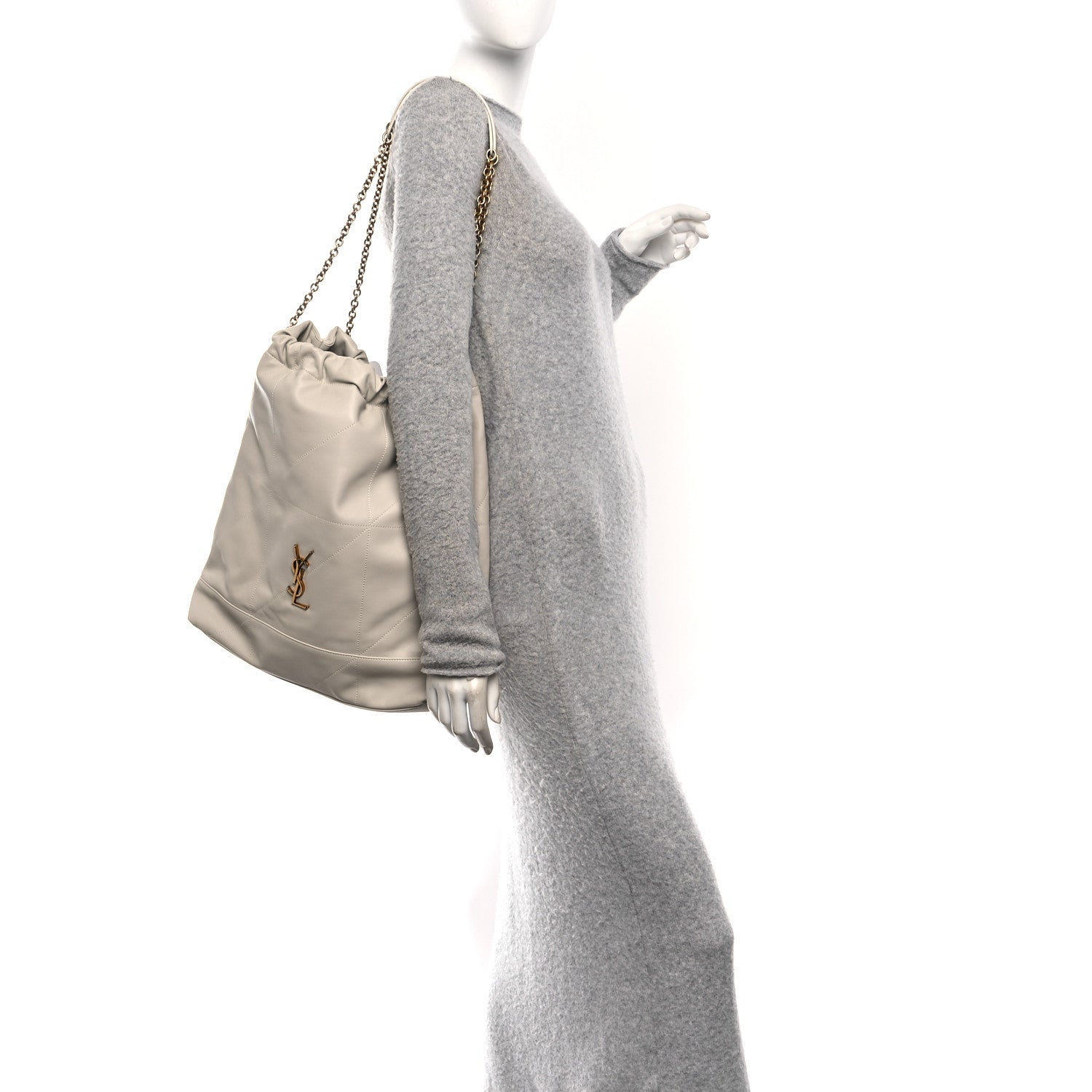 Saint Laurent Lambskin Matelasse Monogram Large Jamie Pochon Blanc Vintage 2 of 11