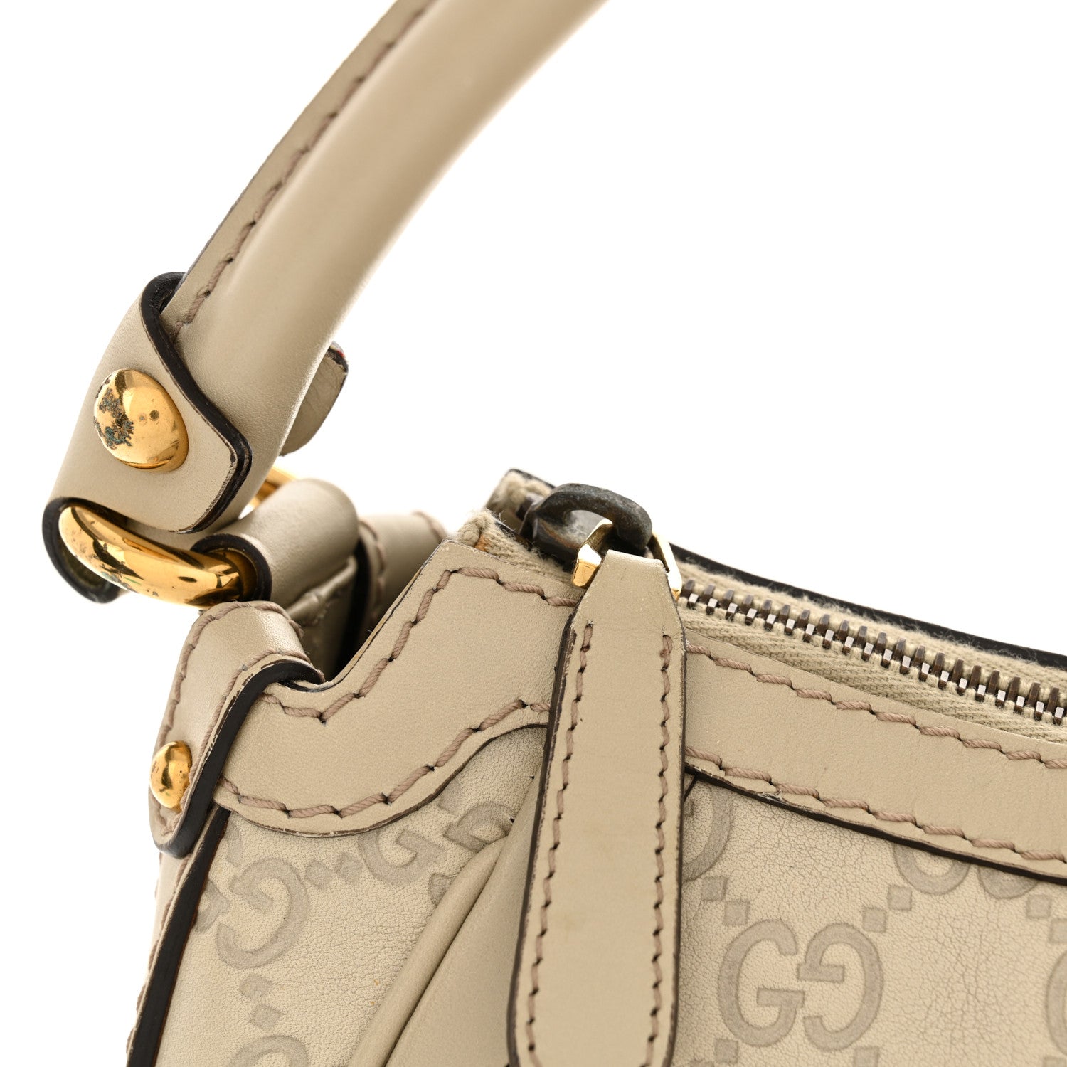 Gucci Guccissima Small Scarlett Studded Interlocking G Hobo Off White 14 of 14