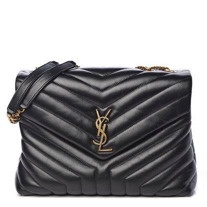 Saint Laurent Calfskin Y Quilted Monogram Medium Loulou Chain Satchel Black 1 of 9
