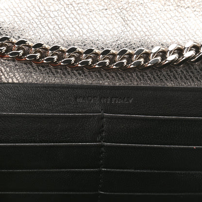Saint Laurent Metallic Calfskin Mixed Matelasse Triquilt Monogram Chain Wallet Piombo 7 of 11