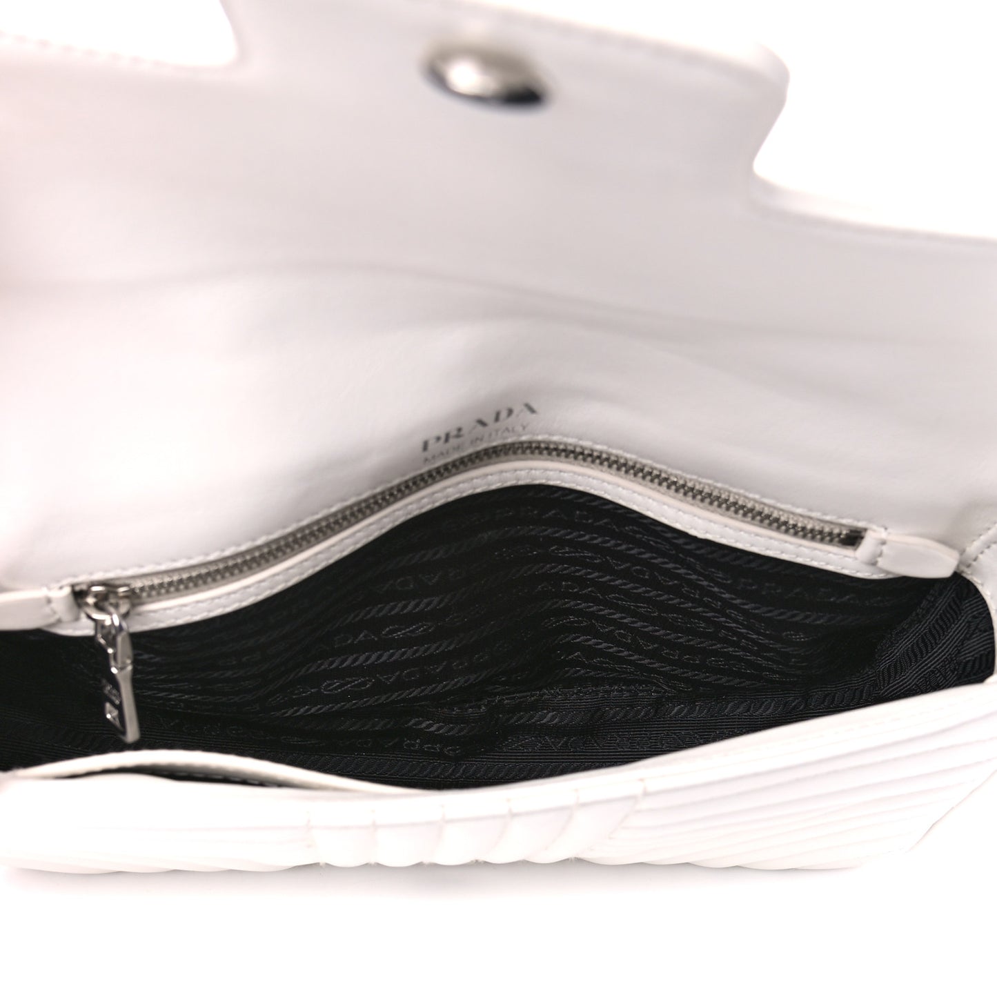 Soft Calfskin Impunture Diagramme Medium Chain Flap Shoulder Bag White