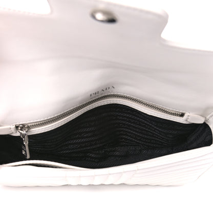 Prada Soft Calfskin Impunture Diagramme Medium Chain Flap Shoulder Bag White 4 of 12