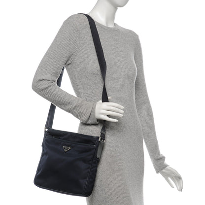 Prada Tessuto Nylon Saffiano Flat Messenger Bag Blue 2 of 6