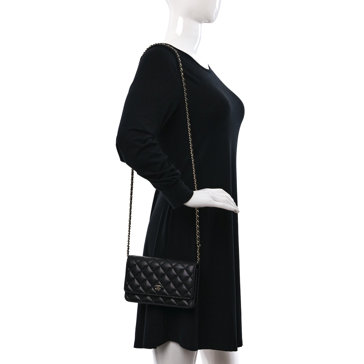 Lambskin Quilted Wallet On Chain WOC Black