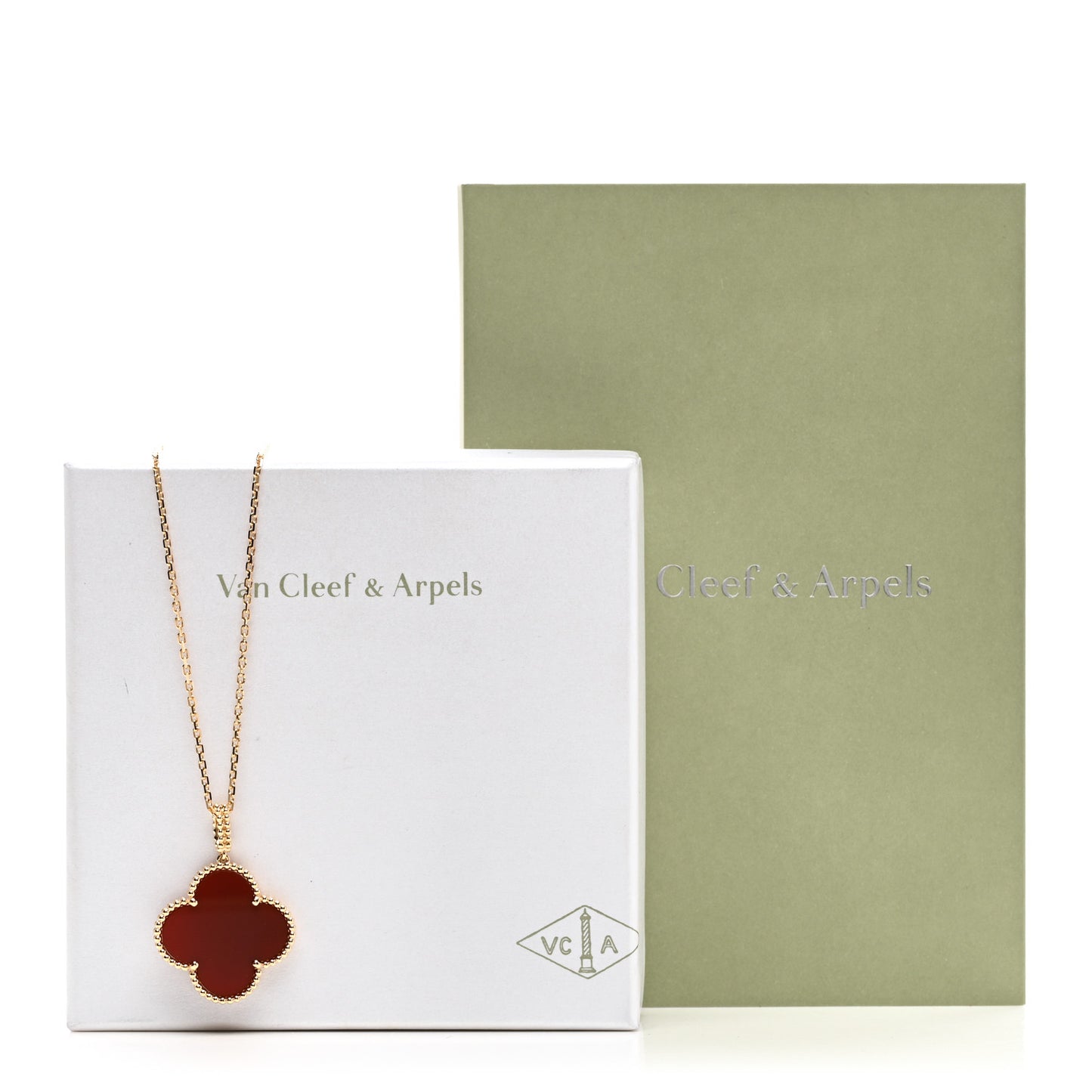 18K Yellow Gold Carnelian Magic Alhambra Long Necklace