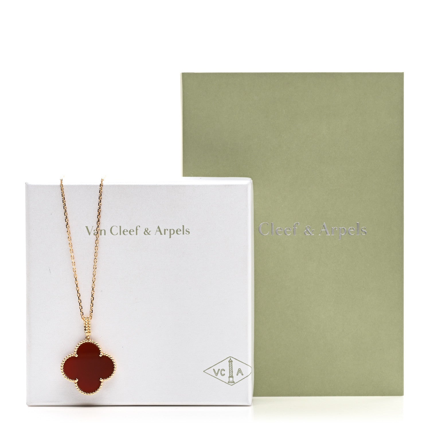 Van Cleef & Arpels 18K Yellow Gold Carnelian Magic Alhambra Long Necklace 6 of 6