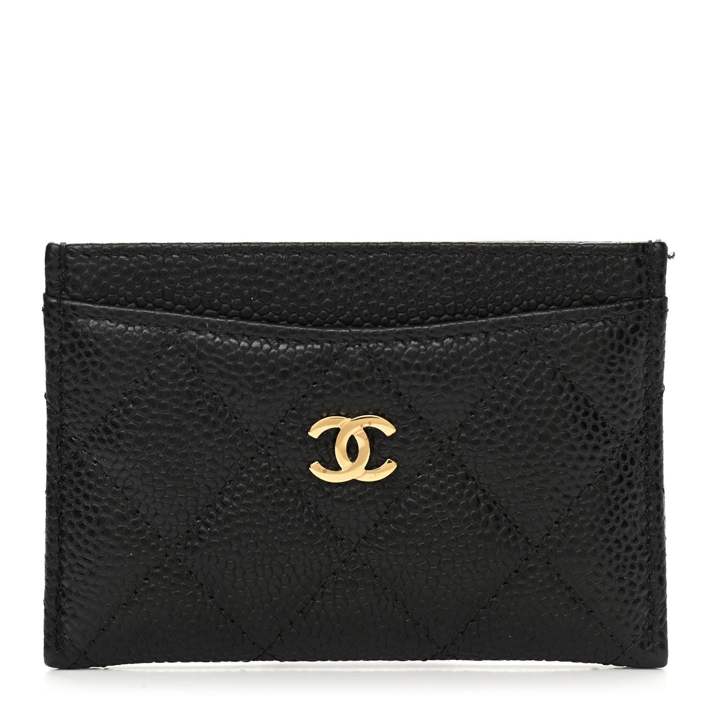Caviar Quilted Card Holder Black
