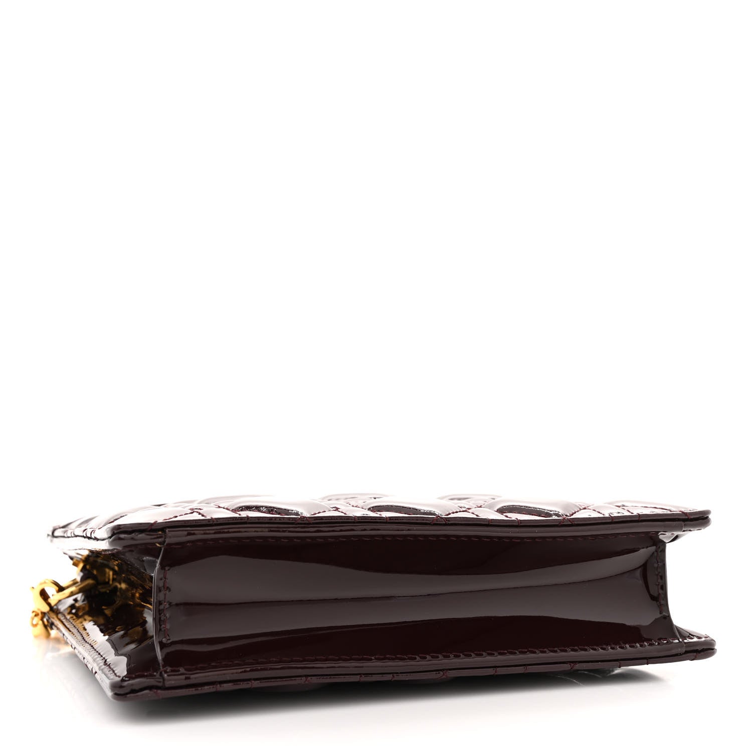Christian Dior Patent Cannage Caro Zipped Pouch With Chain Amaranth 4 of 10