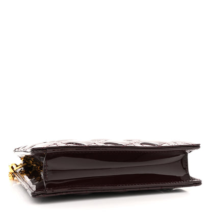 Christian Dior Patent Cannage Caro Zipped Pouch With Chain Amaranth 4 of 10