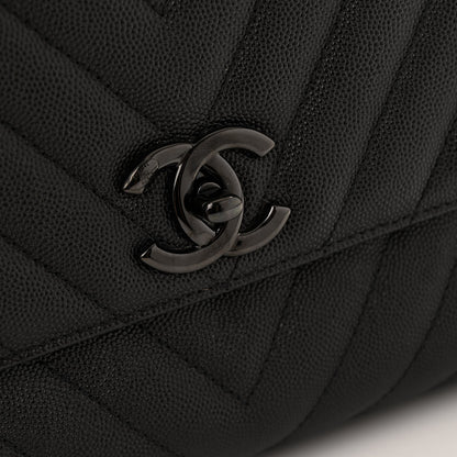 Chanel Caviar Chevron Quilted Small Coco Handle Flap So Black 11 of 14