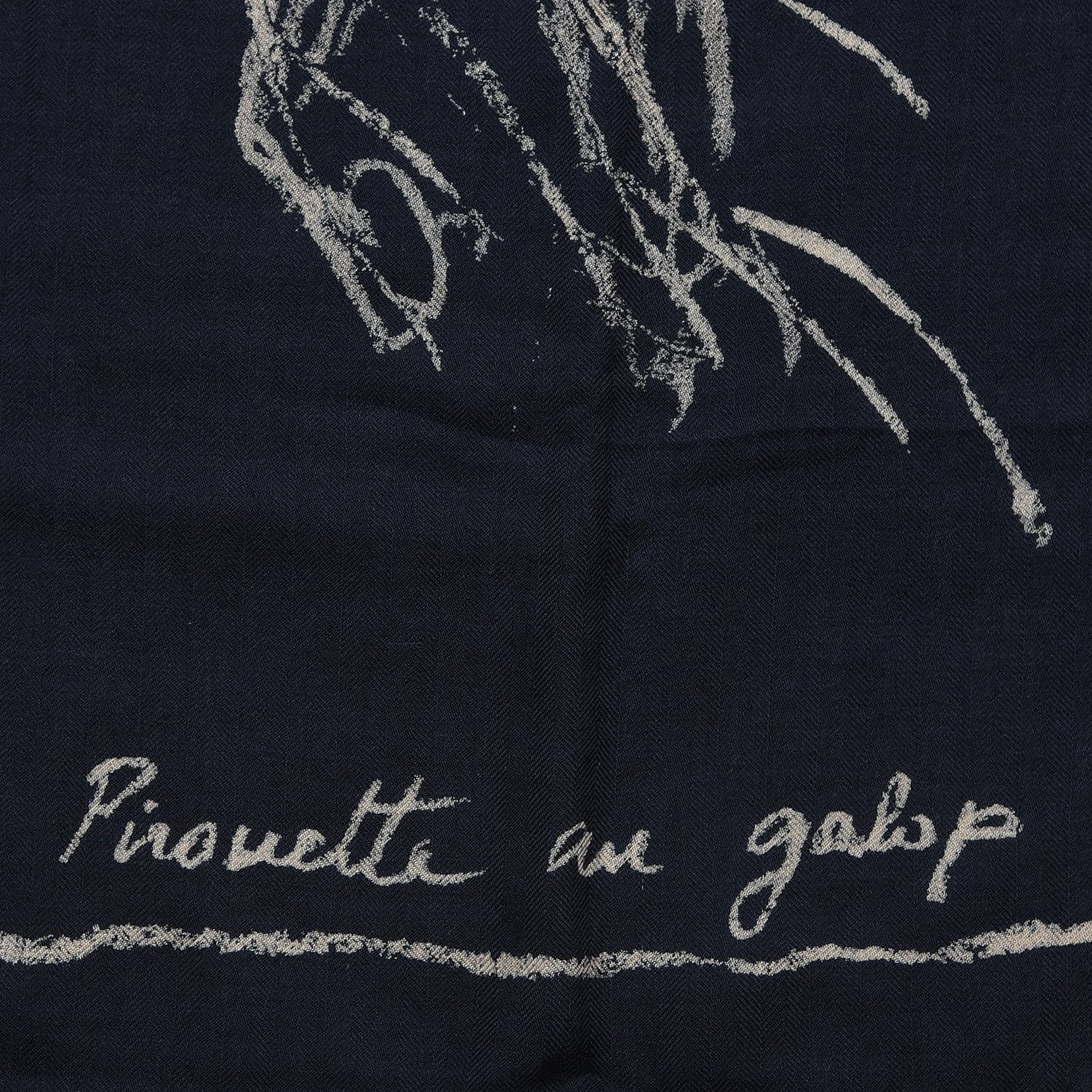 Cashmere Silk Pirouette au Galop Shawl 140 Marine Naturel Beige