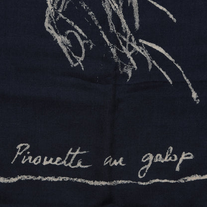 Hermes Cashmere Silk Pirouette au Galop Shawl 140 Marine Naturel Beige 4 of 6