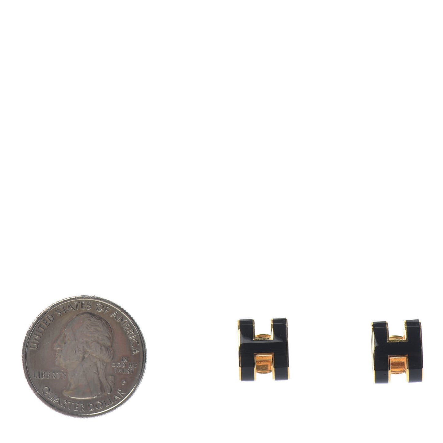 Gold Lacquered Pop H Earrings Black