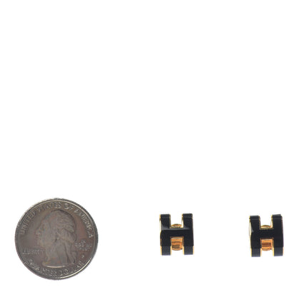 Hermes Gold Lacquered Pop H Earrings Black 2 of 3