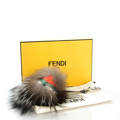 Fendi Silver Fox Fur Vitello Elite Monster Bag Bug Cube Charm Multicolor 5 of 5