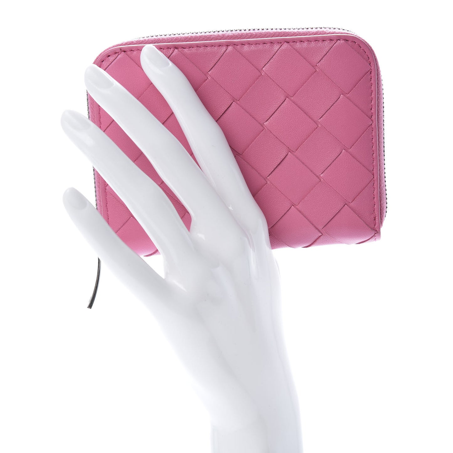 Nappa Intrecciato Zip Around Coin Purse Pink