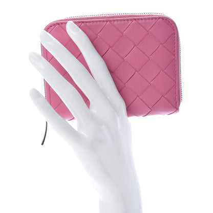 Bottega Veneta Nappa Intrecciato Zip Around Coin Purse Pink 2 of 8