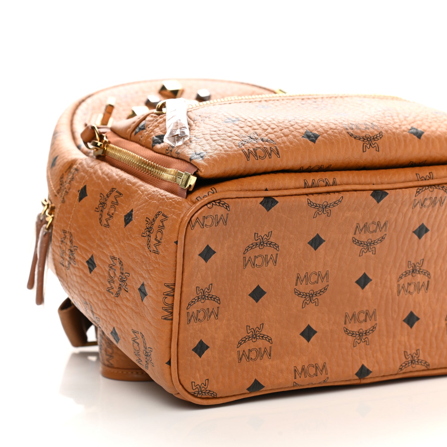 MCM Visetos Studded Medium Dual Stark Backpack Cognac 8 of 13