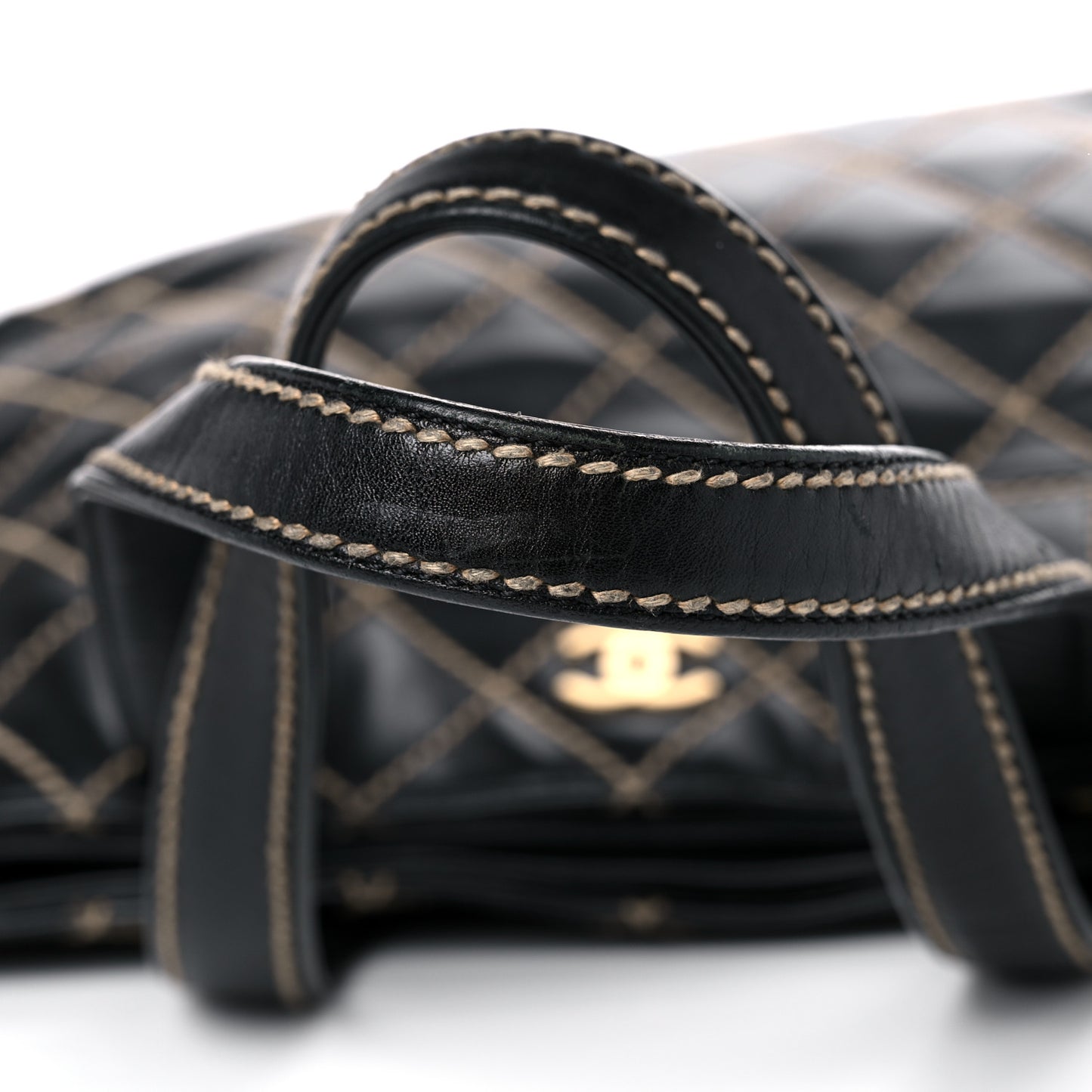 Calfskin Wild Stitch Large Tote Black