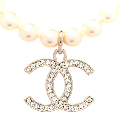 Chanel Pearl Crystal CC Airpods Necklace Gold 4 of 5