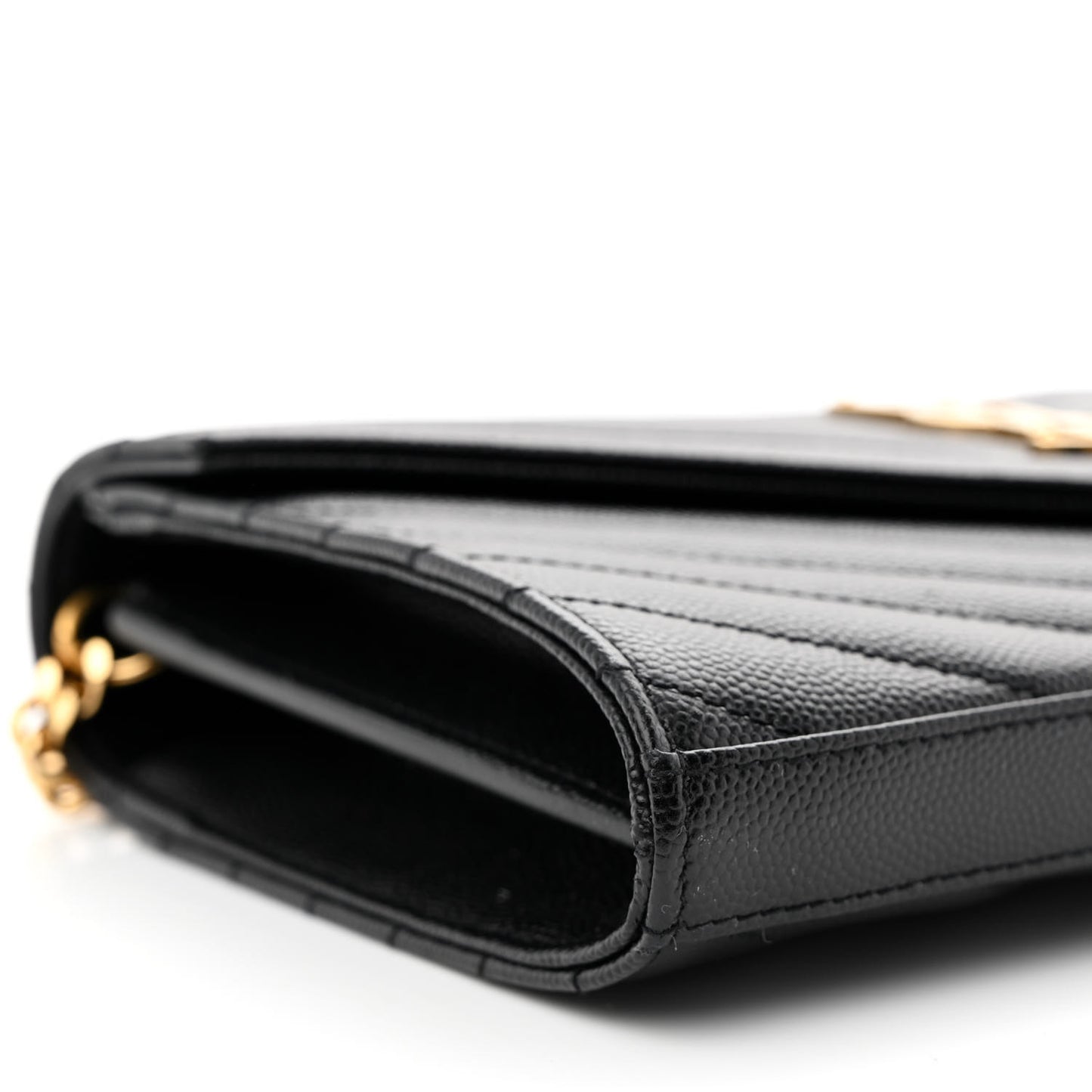 Grain De Poudre Matelasse Chevron Monogram Chain Wallet Black