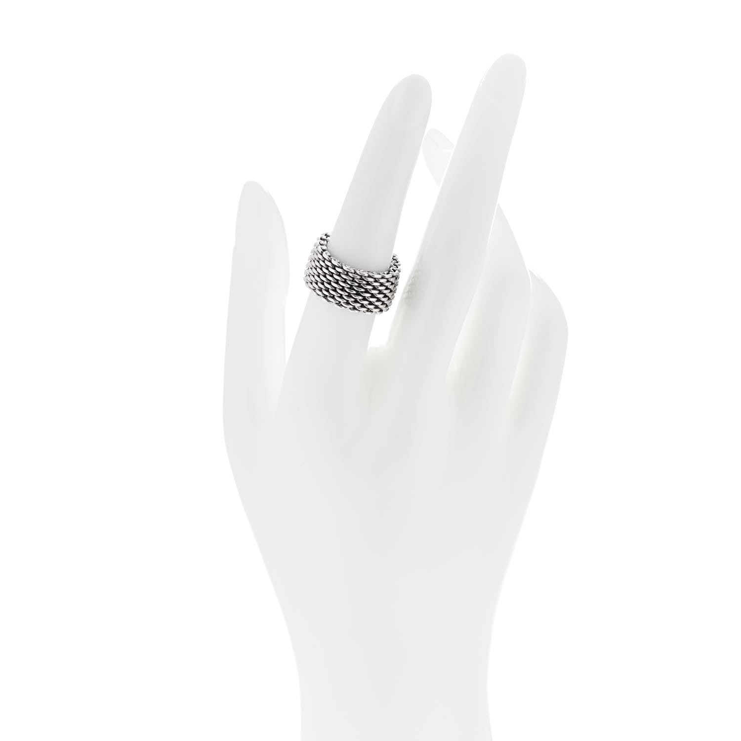 Tiffany Sterling Silver Somerset Mesh Ring 53 6.25 2 of 4