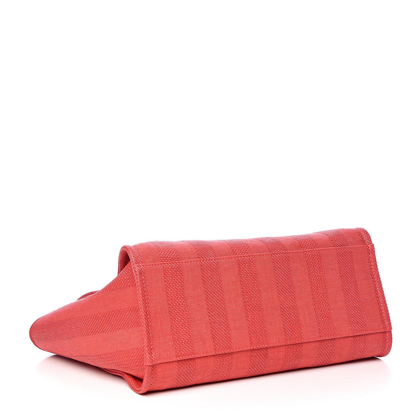 Straw Raffia Calfskin Striped Large Deauville Tote Red