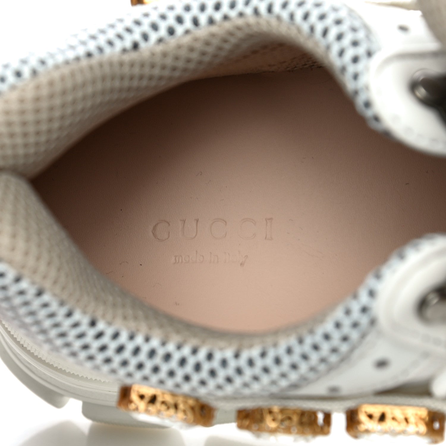 Gucci X SEGA Mesh Calfskin Suede Removable Crystals Womens Flashtrek Sneakers 38.5 Great White 10 of 15
