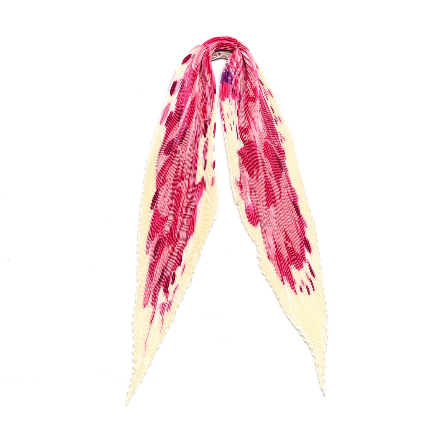 Silk Plisse Hola Flamenca Scarf White Rose Fuchsia