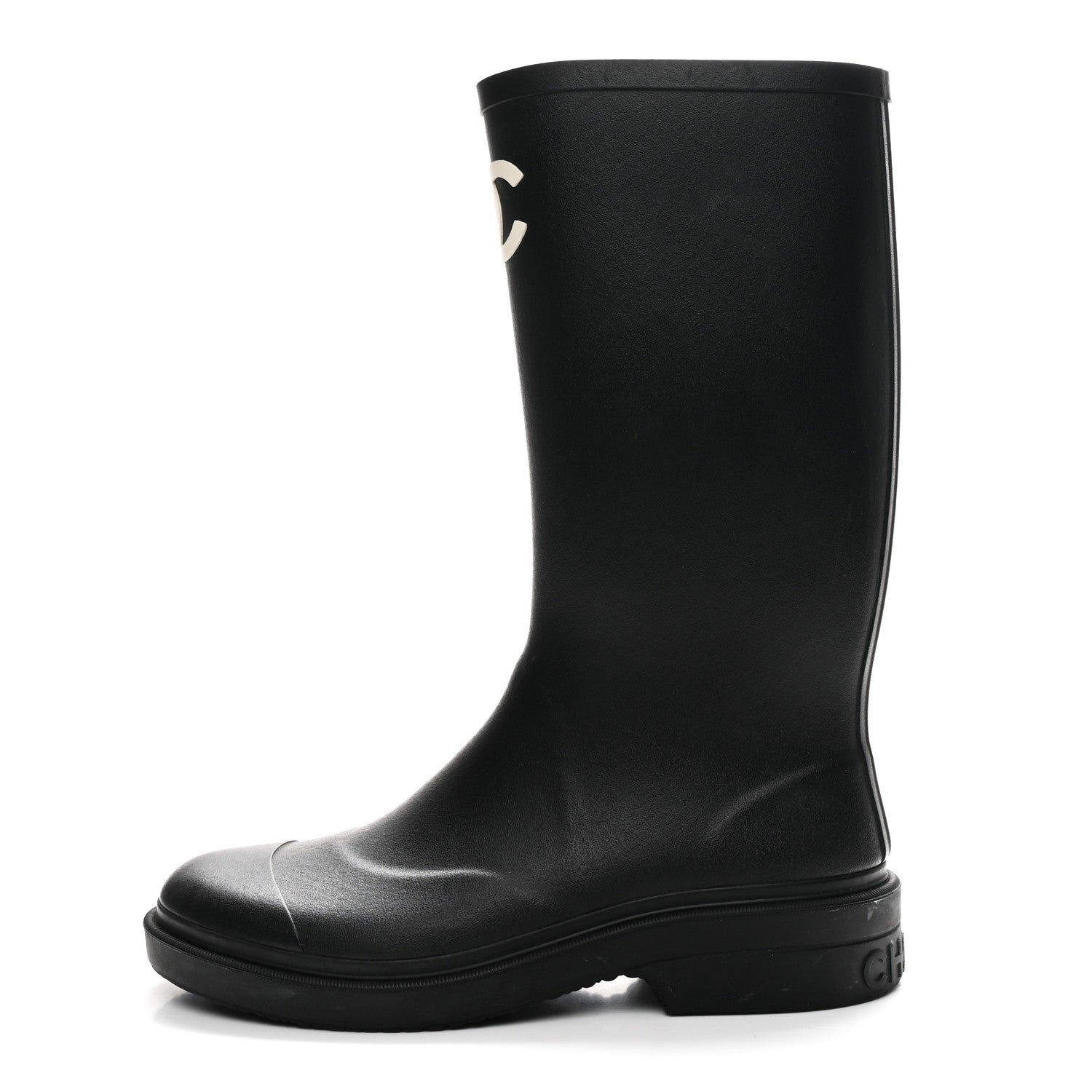 Chanel Caoutchouk CC High Boots 39 Black 1 of 9