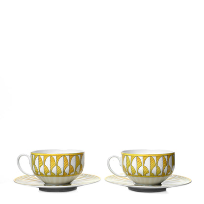 Hermes Porcelain Soleil d'Hermes Breakfast Cup And Saucer Set Of 2 1 of 8