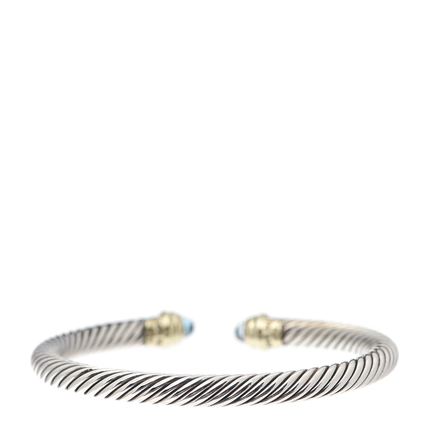 Sterling Silver 14K Yellow Gold Blue Topaz 5mm Cable Classics Petite Color Bracelet