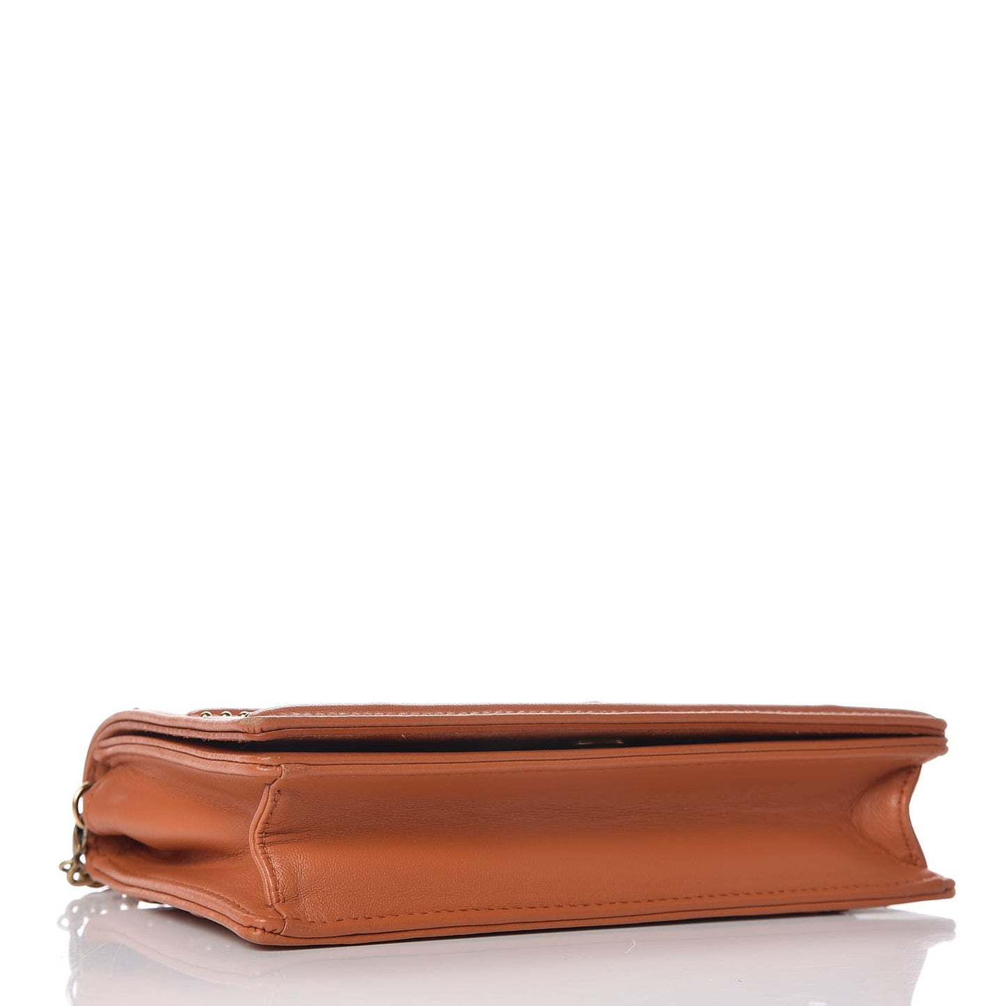 Calfskin Studded Diorama Top Handle Wallet on Chain Pouch Orange