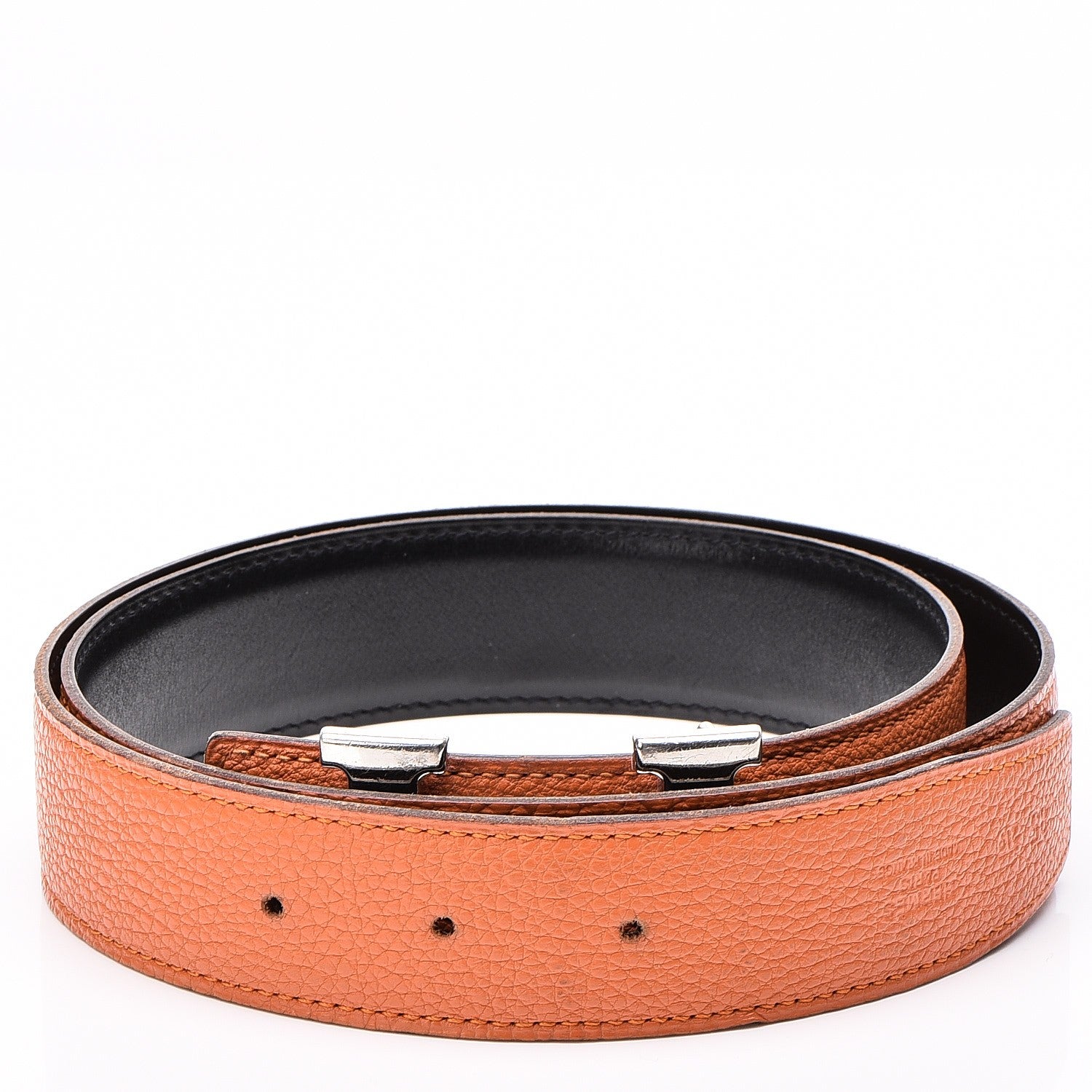 Hermes Box Togo 32mm H Belt 85 Black Orange 3 of 8