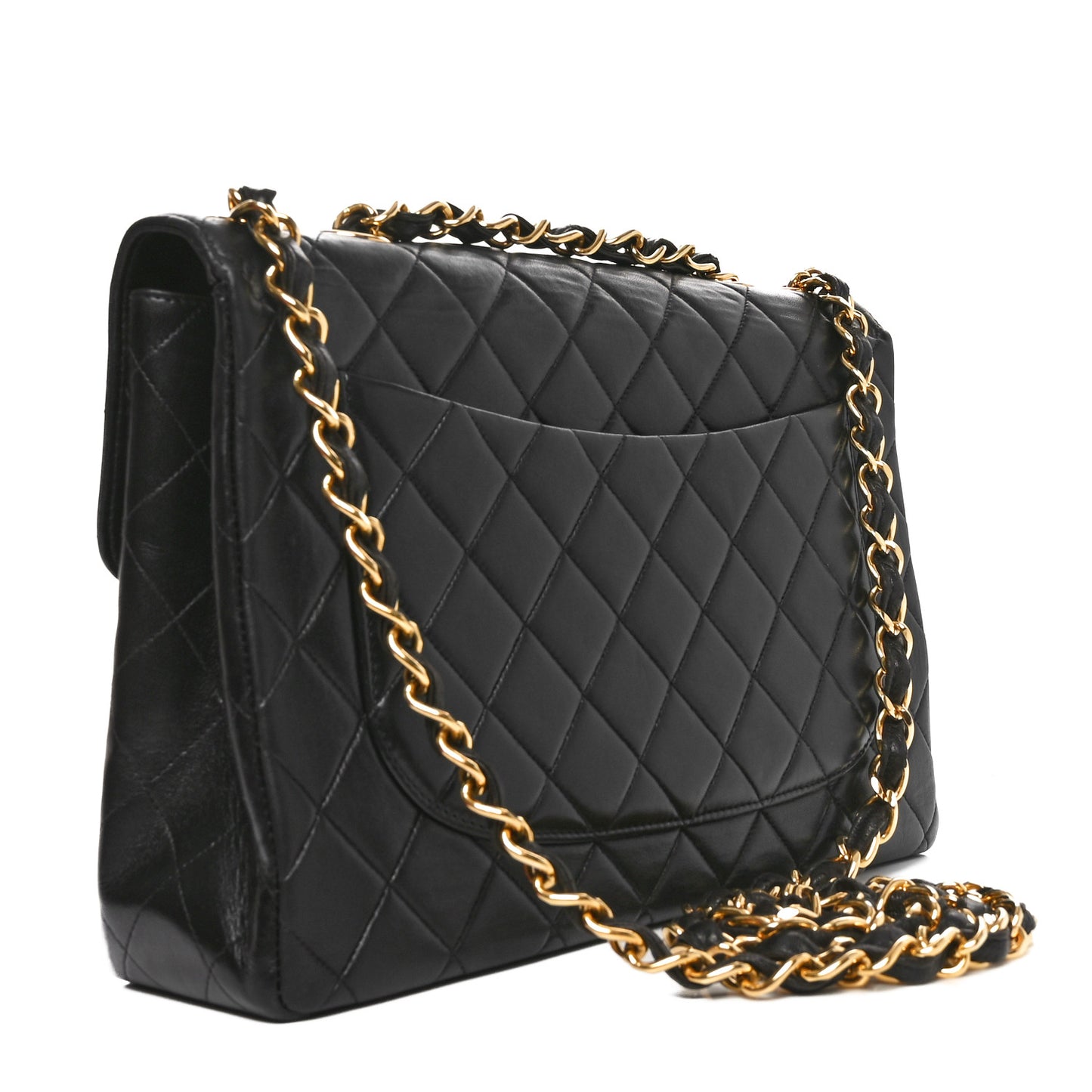 Lambskin Quilted XL Jumbo Single Flap Black