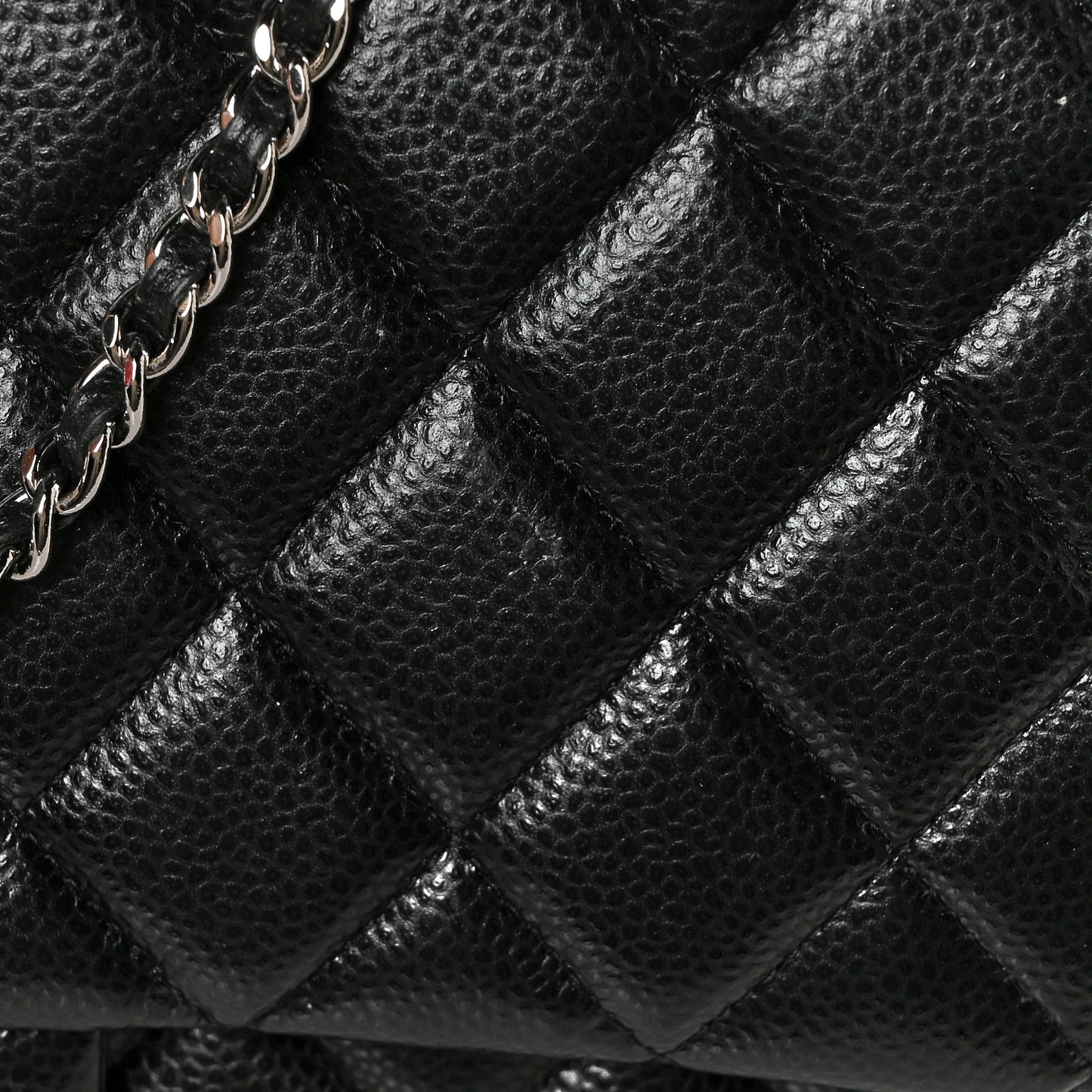 Caviar Quilted Clutch With Chain Flap Black