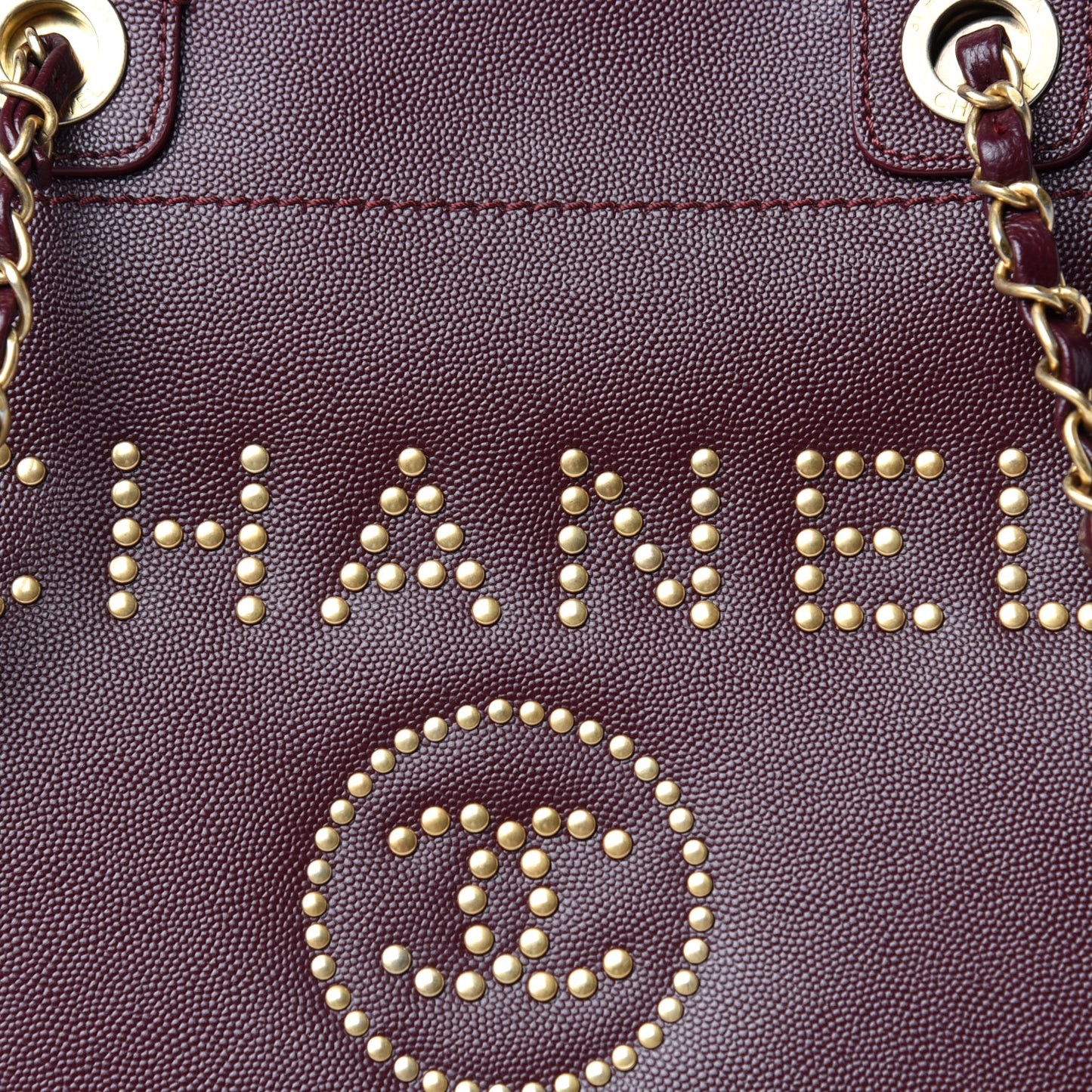 Caviar Small Studded Deauville Tote Burgundy