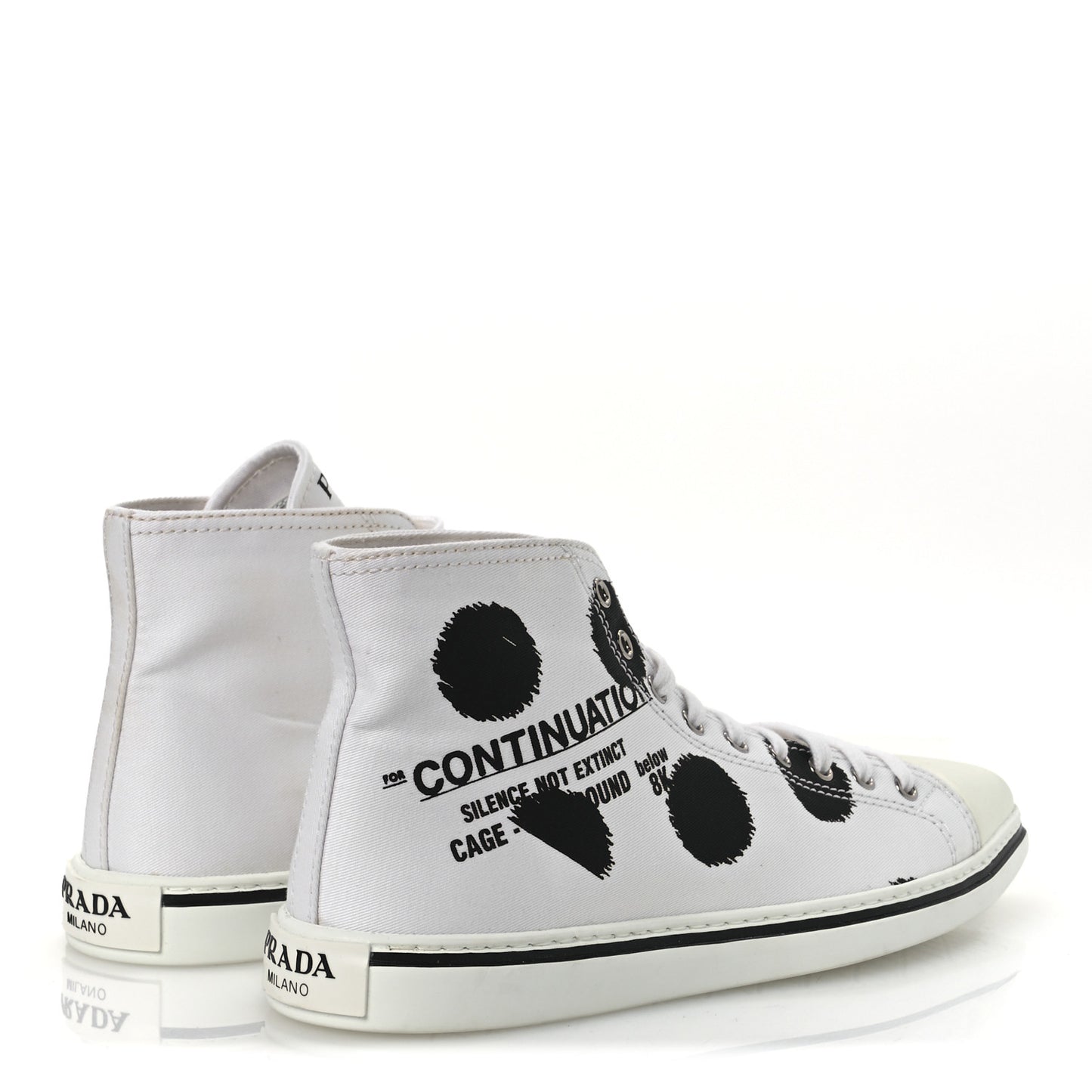 Canvas Polka Dot Point Toe High Top Sneakers 37 White Black