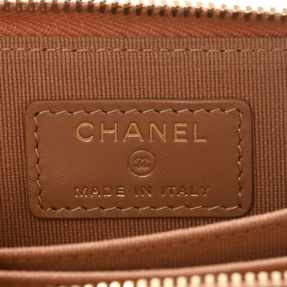 Chanel Caviar Quilted Zip Around Coin Purse Light Brown 6 of 8